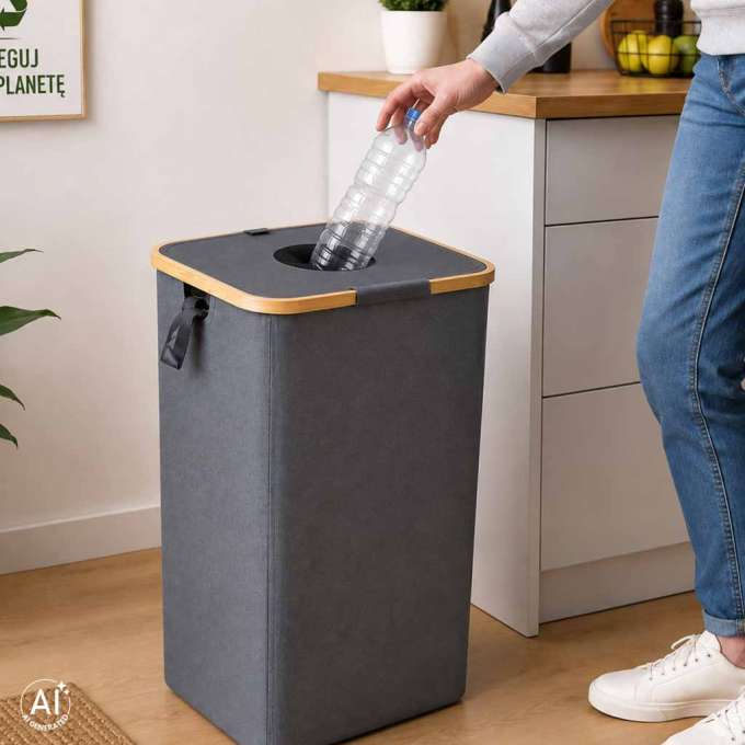 Bottle return bin with a removable bag for waste sorting and recycling