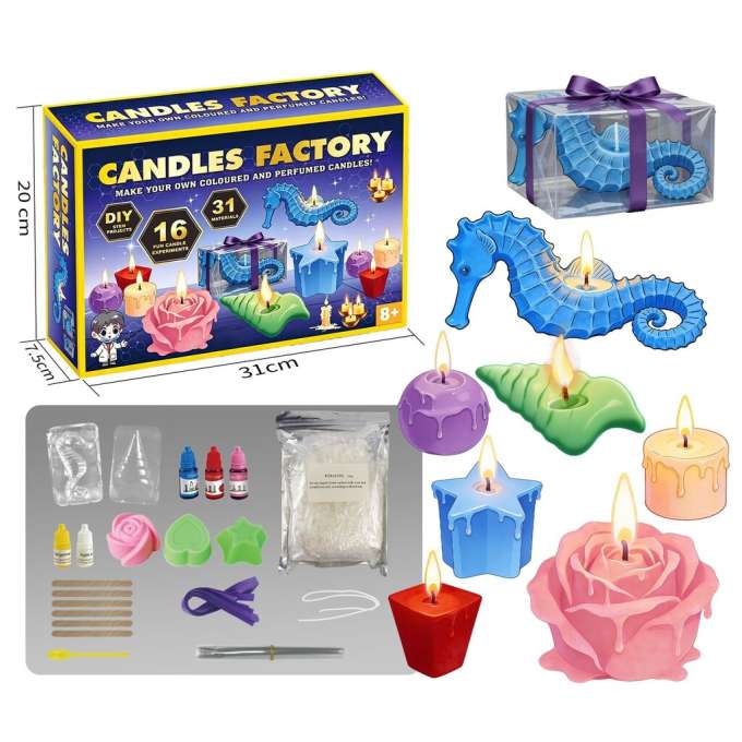 Candle-making kit candles accessories molds dyes and fragrance oils