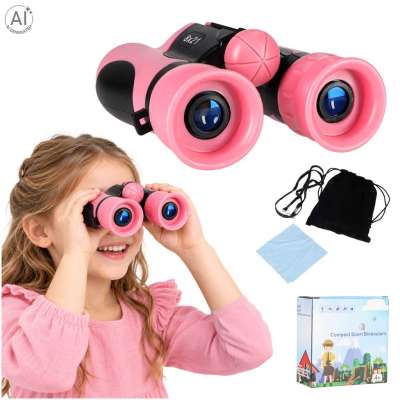 Children's Binoculars for Bird Watching 8x21mm HD Pink Case