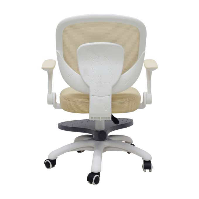 Children's desk chair adjustable swivel chair with footrest beige