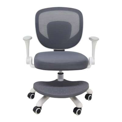 Children's desk chair adjustable swivel chair with footrest grey