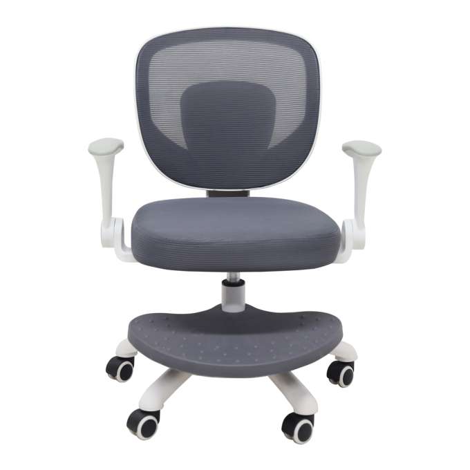 Children's desk chair adjustable swivel chair with footrest grey