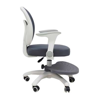 Children's desk chair adjustable swivel chair with footrest grey
