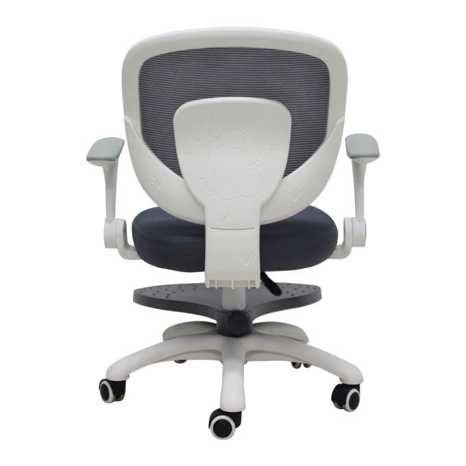 Children's desk chair adjustable swivel chair with footrest grey