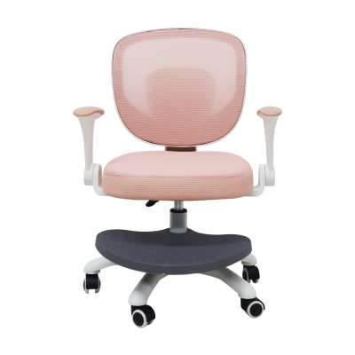 Children's desk chair adjustable swivel chair with footrest pink