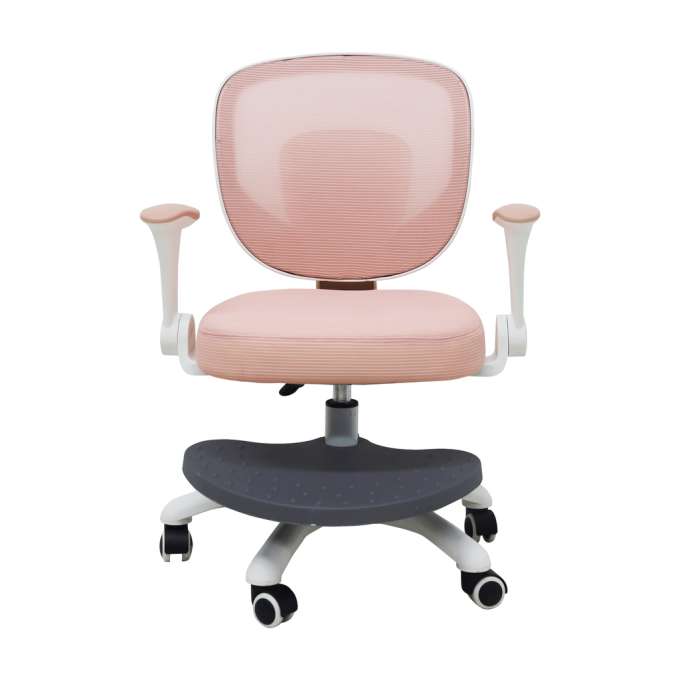 Children's desk chair adjustable swivel chair with footrest pink