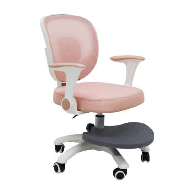 Children's desk chair adjustable swivel chair with footrest pink