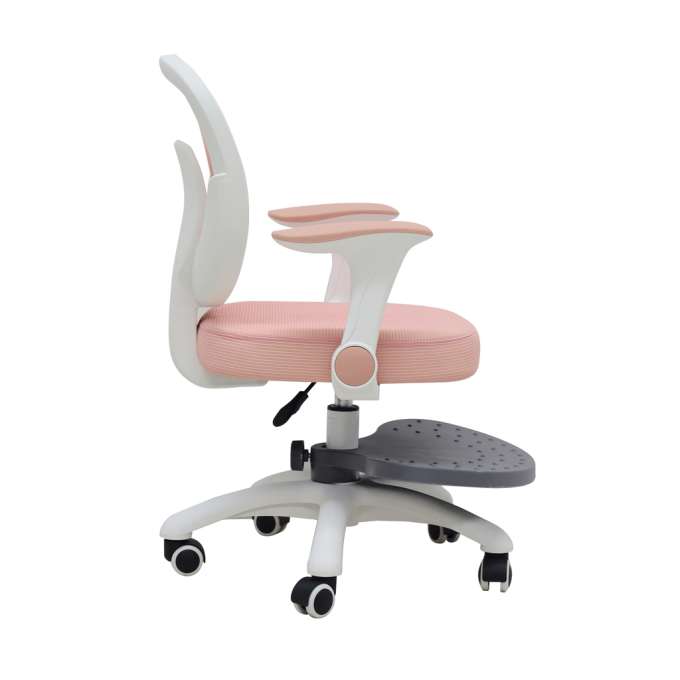 Children's desk chair adjustable swivel chair with footrest pink