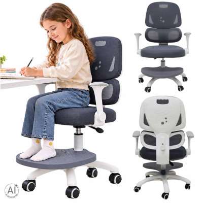 Children's desk chair ergonomic swivel adjustable grey