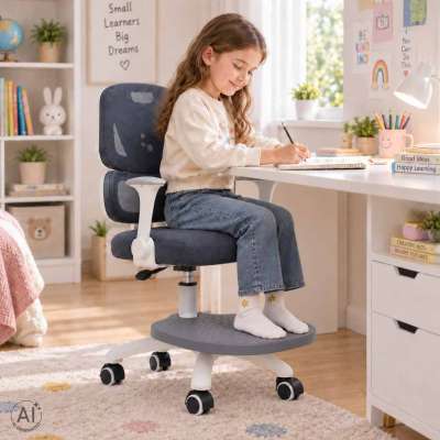 Children's desk chair ergonomic swivel adjustable grey