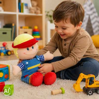 Doll plush cuddle toy educational dressing-learning boy