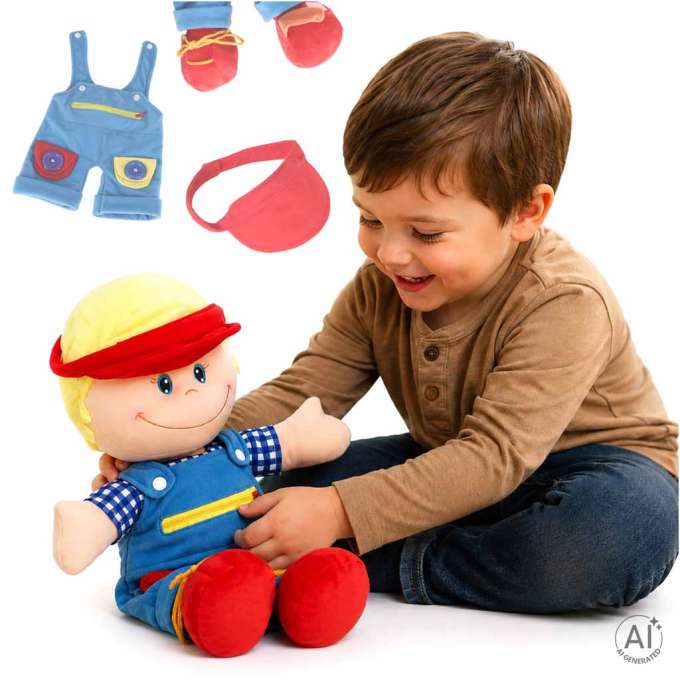 Doll plush cuddle toy educational dressing-learning boy