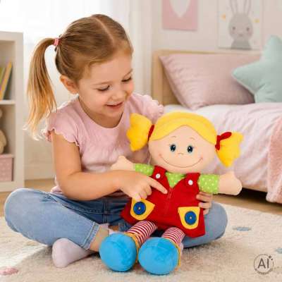 Doll plush cuddle toy educational dressing-learning girl