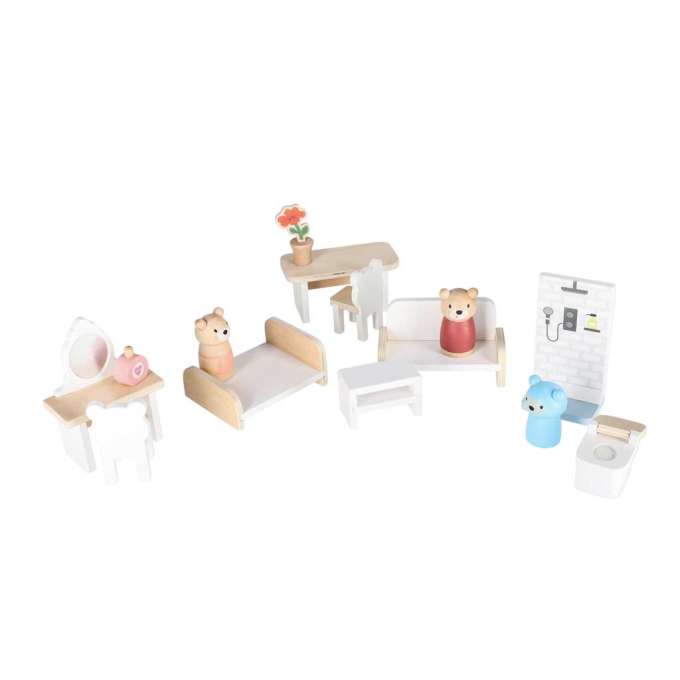 Domek dla lalek drewniany LULILO mebelki figurki 56cm miętowy