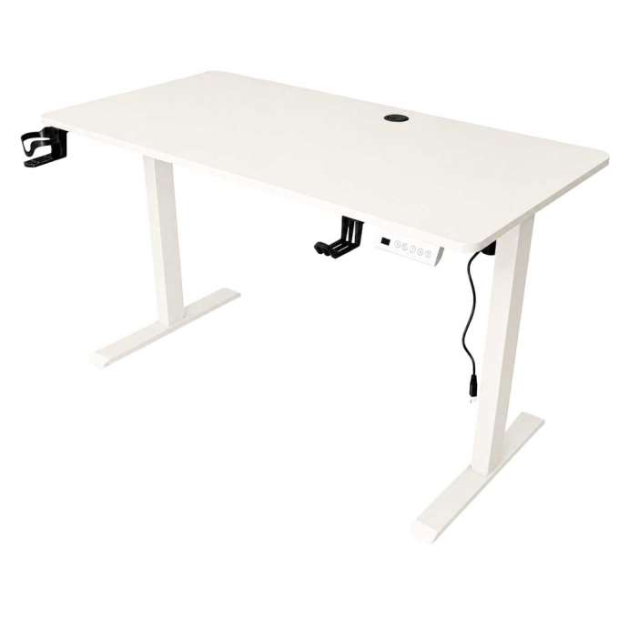 Electric height-adjustable desk with memory function and control panel 120x60 cm white