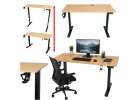 Electric height-adjustable desk with memory function and control panel 120x60 cm wood 1