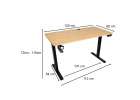 Electric height-adjustable desk with memory function and control panel 120x60 cm wood 12