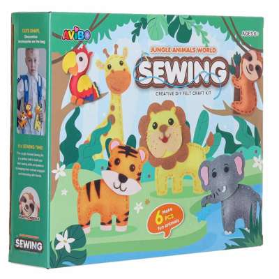 Embroidery sewing kit animal patterns set of 6