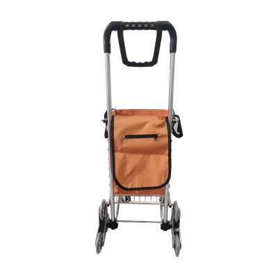Folding shopping cart with frame bag and 8 wheels orange