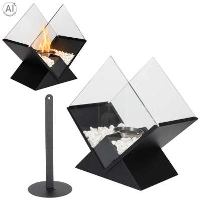 Freestanding smokeless tabletop bioethanol fireplace diamond design