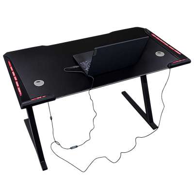 Gaming Desk with RGB LED Lighting and Computer Mounts for Gamers 120x60cm