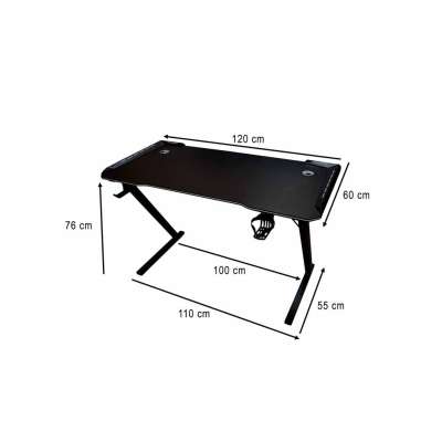 Gaming Desk with RGB LED Lighting and Computer Mounts for Gamers 120x60cm