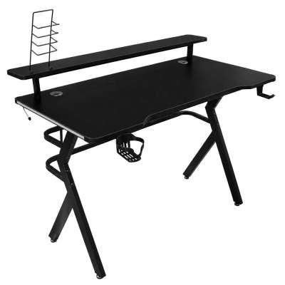 Gaming desk with RGB LED extension and computer mounts for gamers 120x60 cm