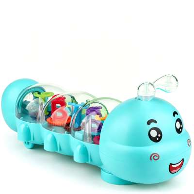Interactive Crawling Caterpillar Toy with Sound and LED Light Sensor green
