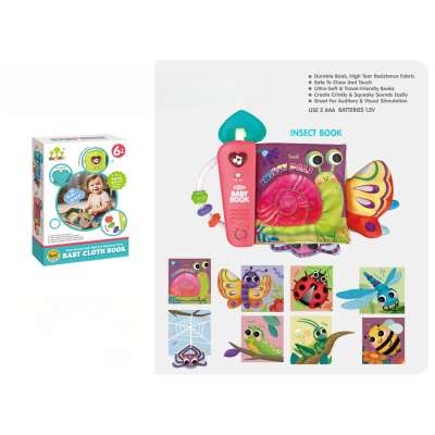 Interactive sensory book for babies with insect sounds