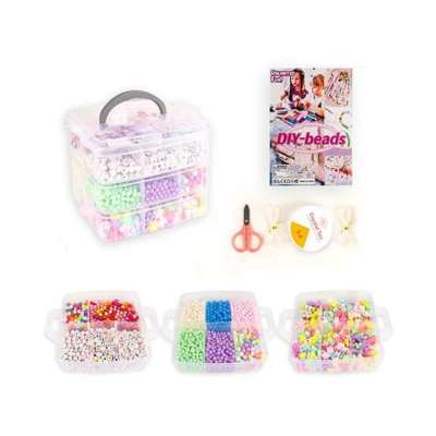 Beads for making bracelets necklaces and jewelry set in a trunk