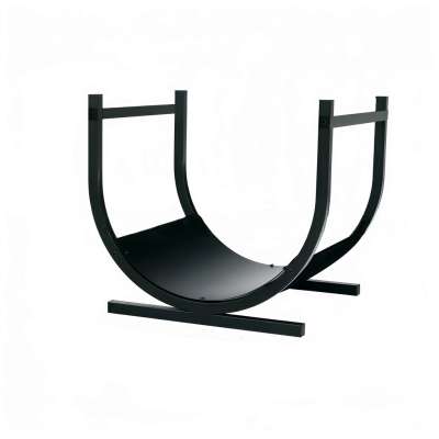 Firewood rack semi-circular metal basket for the fireplace
