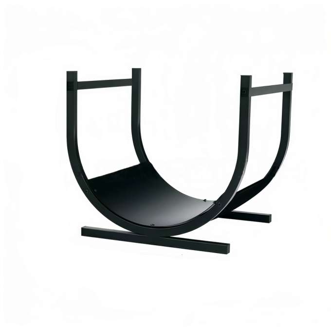 Firewood rack semi-circular metal basket for the fireplace