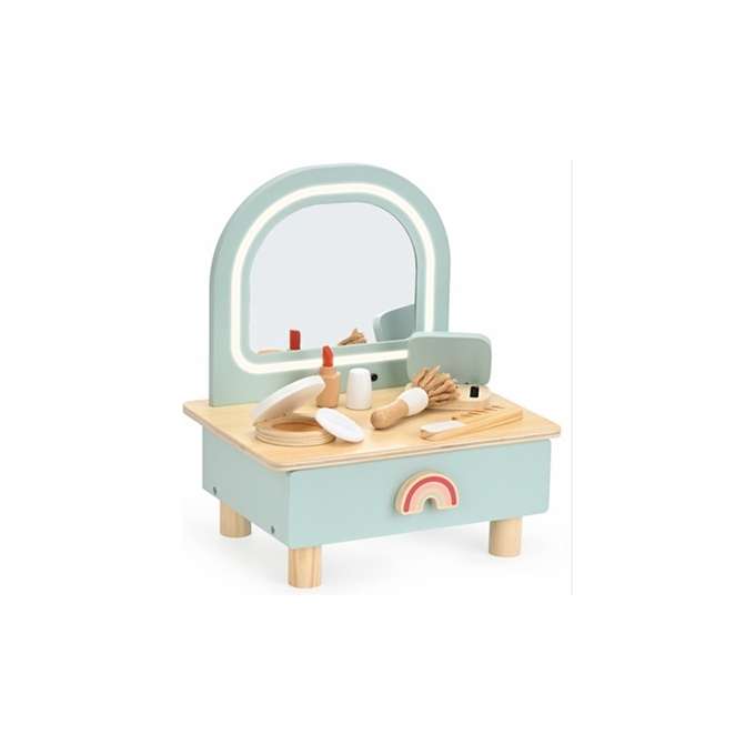 LULILO Mini Wooden Dressing Table for Girls with LED Mirror and Accessories