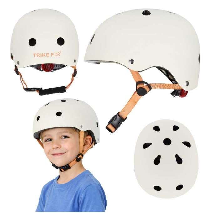 Trike Fix children's bike helmet adjustable LED S 48-54cm beige