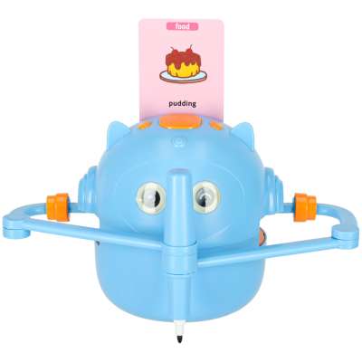 Interactive robot toy for learning to draw flashcards colored markers blue