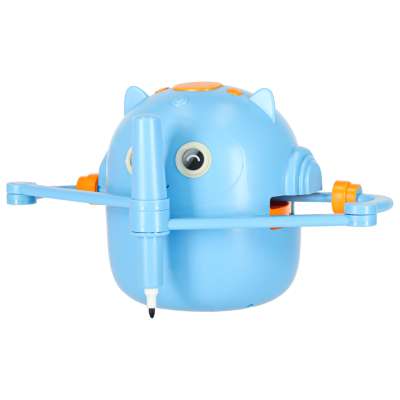 Interactive robot toy for learning to draw flashcards colored markers blue