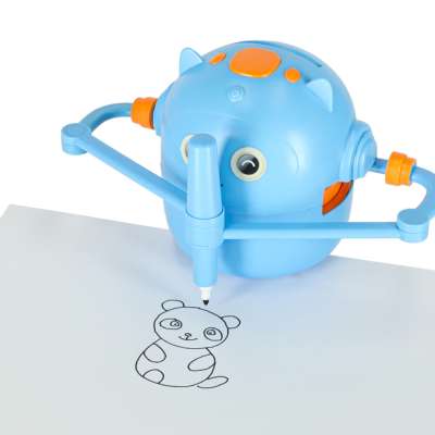Interactive robot toy for learning to draw flashcards colored markers blue