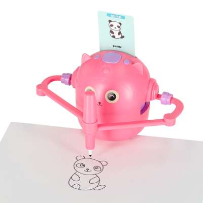 Interactive robot toy for learning to draw flashcards colored markers pink