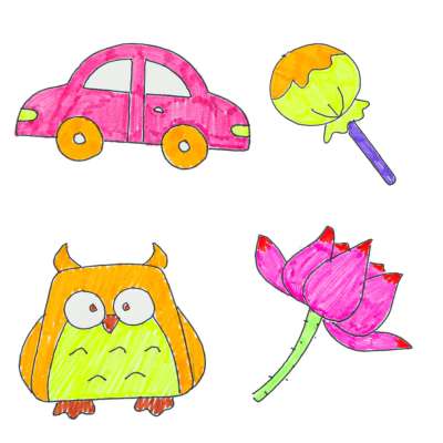 Interactive robot toy for learning to draw flashcards colored markers pink