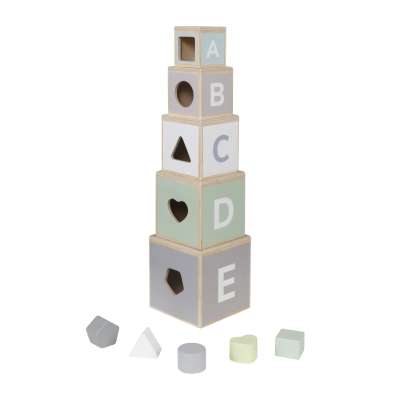 Wooden Shape Sorter Pyramid Tower Educational Puzzle