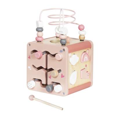 5-in-1 Wooden Educational Manipulative Motor Skills Cube pink