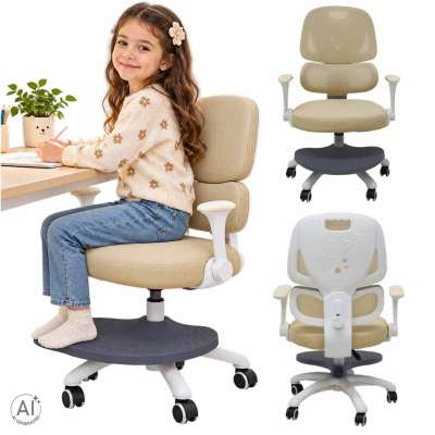 Krzesło do biurka dla dziecka fotel ergonomiczny obrotowy regulowany beżowy