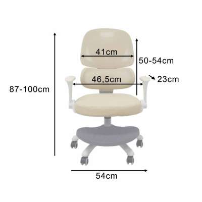 Krzesło do biurka dla dziecka fotel ergonomiczny obrotowy regulowany beżowy