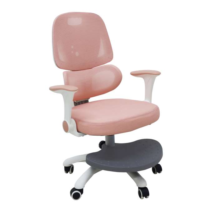 Krzesło do biurka dla dziecka fotel ergonomiczny obrotowy regulowany różowy