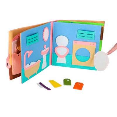 Książeczka sensoryczna edukacyjna filcowa 3D manipulacyjna ruchome elementy dom