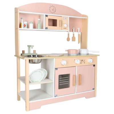 Kuchnia dla dzieci drewniana  MDF MODERN CLASSIC akcesoria 82cm różowa
