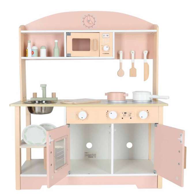 Kuchnia dla dzieci drewniana  MDF MODERN CLASSIC akcesoria 82cm różowa