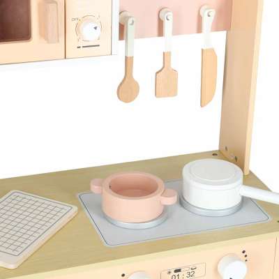 Kuchnia dla dzieci drewniana  MDF MODERN CLASSIC akcesoria 82cm różowa