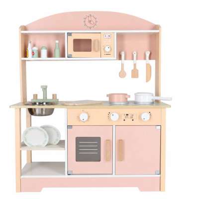 Kuchnia dla dzieci drewniana  MDF MODERN CLASSIC akcesoria 82cm różowa