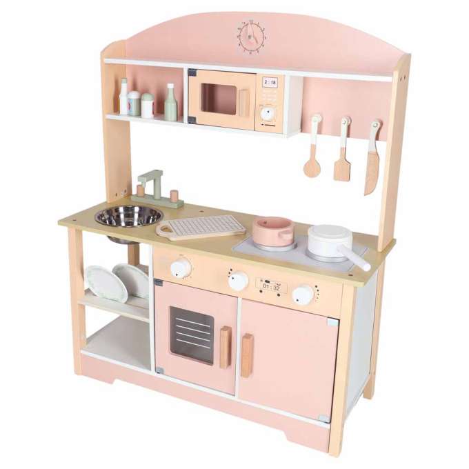 Kuchnia dla dzieci drewniana  MDF MODERN CLASSIC akcesoria 82cm różowa